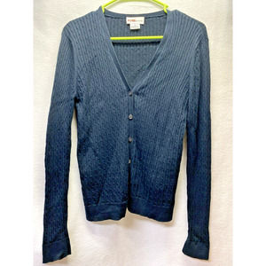 Michael Kors Knitted Black Button Down Cardigan SWEATER Women's Size MEDIUM